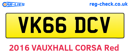 VK66DCV are the vehicle registration plates.