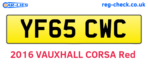 YF65CWC are the vehicle registration plates.
