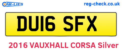 DU16SFX are the vehicle registration plates.
