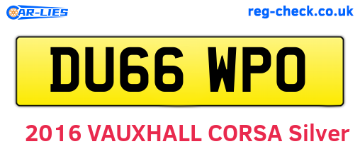 DU66WPO are the vehicle registration plates.