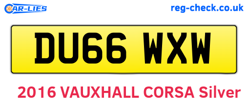 DU66WXW are the vehicle registration plates.