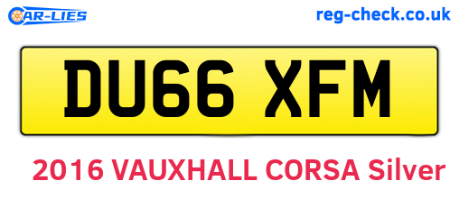 DU66XFM are the vehicle registration plates.