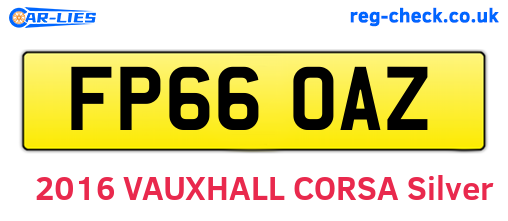 FP66OAZ are the vehicle registration plates.