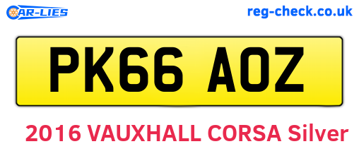 PK66AOZ are the vehicle registration plates.