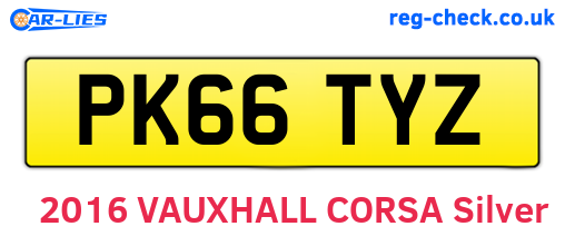 PK66TYZ are the vehicle registration plates.