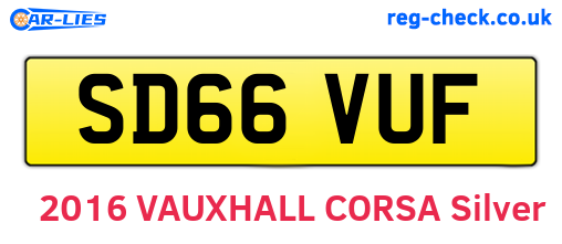 SD66VUF are the vehicle registration plates.