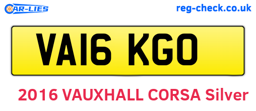 VA16KGO are the vehicle registration plates.