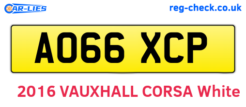 AO66XCP are the vehicle registration plates.