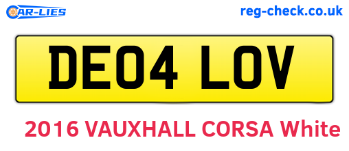 DE04LOV are the vehicle registration plates.