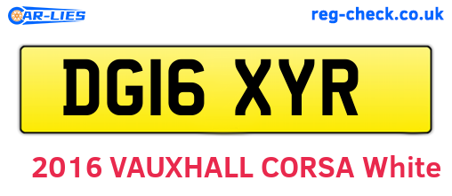 DG16XYR are the vehicle registration plates.