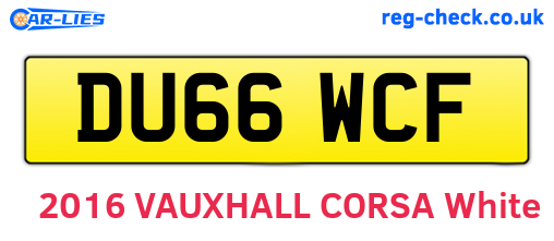 DU66WCF are the vehicle registration plates.