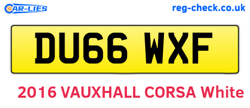DU66WXF are the vehicle registration plates.