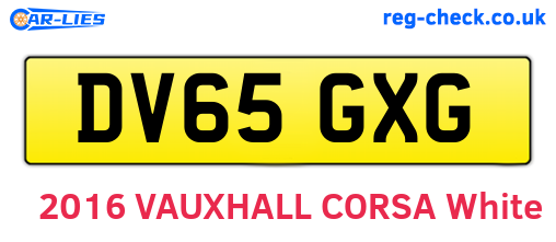 DV65GXG are the vehicle registration plates.