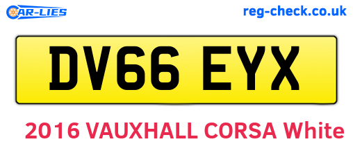 DV66EYX are the vehicle registration plates.