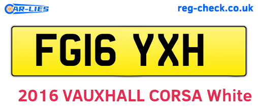 FG16YXH are the vehicle registration plates.