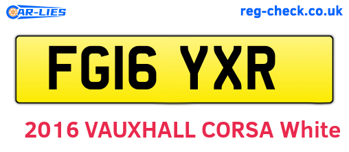 FG16YXR are the vehicle registration plates.