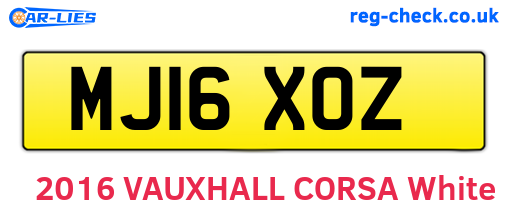 MJ16XOZ are the vehicle registration plates.