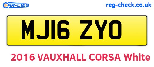 MJ16ZYO are the vehicle registration plates.