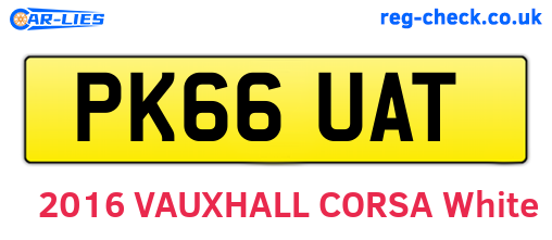 PK66UAT are the vehicle registration plates.