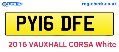 PY16DFE are the vehicle registration plates.
