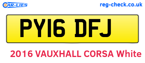 PY16DFJ are the vehicle registration plates.