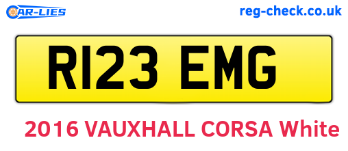 R123EMG are the vehicle registration plates.