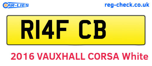 R14FCB are the vehicle registration plates.