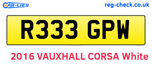 R333GPW are the vehicle registration plates.