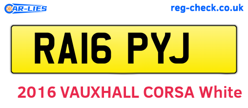 RA16PYJ are the vehicle registration plates.