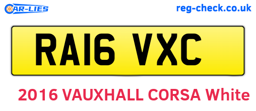 RA16VXC are the vehicle registration plates.