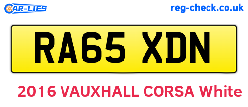 RA65XDN are the vehicle registration plates.