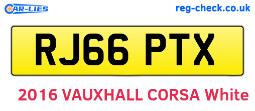 RJ66PTX are the vehicle registration plates.