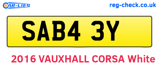 SAB43Y are the vehicle registration plates.
