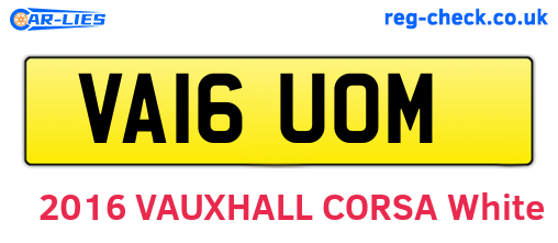 VA16UOM are the vehicle registration plates.