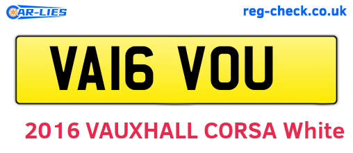 VA16VOU are the vehicle registration plates.