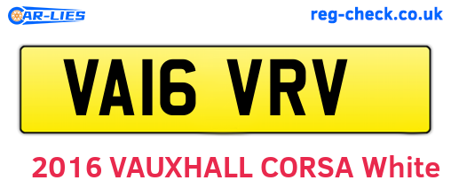 VA16VRV are the vehicle registration plates.