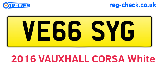 VE66SYG are the vehicle registration plates.