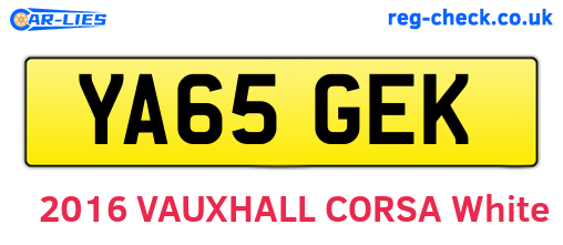 YA65GEK are the vehicle registration plates.