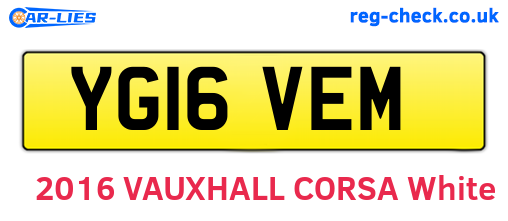 YG16VEM are the vehicle registration plates.