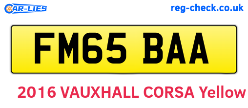 FM65BAA are the vehicle registration plates.
