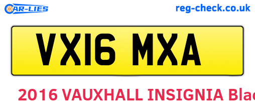 VX16MXA are the vehicle registration plates.