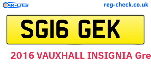 SG16GEK are the vehicle registration plates.