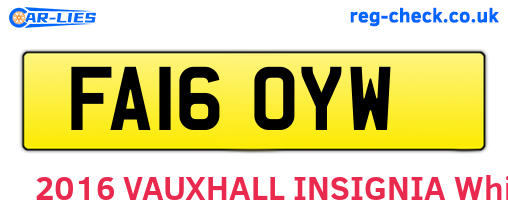 FA16OYW are the vehicle registration plates.