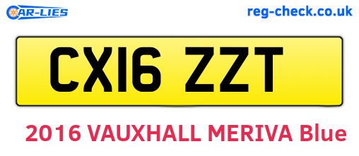 CX16ZZT are the vehicle registration plates.