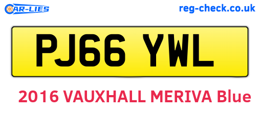 PJ66YWL are the vehicle registration plates.