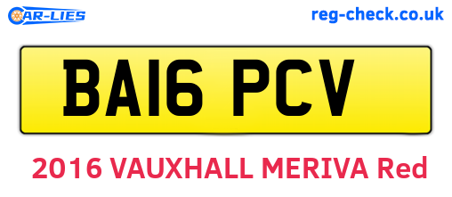 BA16PCV are the vehicle registration plates.