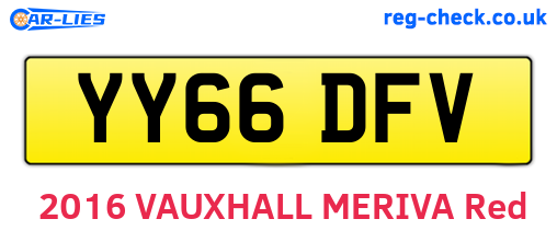YY66DFV are the vehicle registration plates.