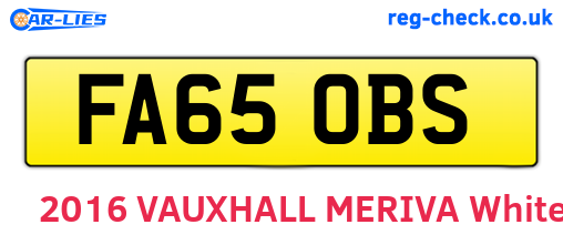 FA65OBS are the vehicle registration plates.
