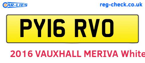 PY16RVO are the vehicle registration plates.