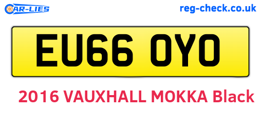 EU66OYO are the vehicle registration plates.